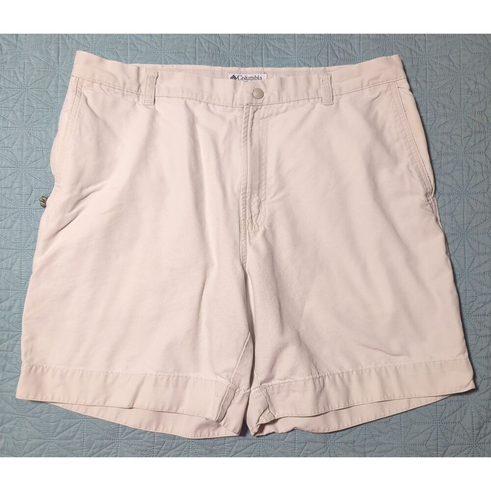Vintage Columbia Sportswear Heritage Utility Canvas Shorts Khaki Mens 38 Outdoor